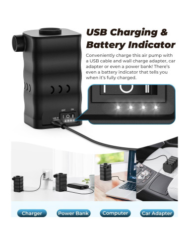 Bomba de aire eléctrica Dr.meter 6000mAh portátil inflador