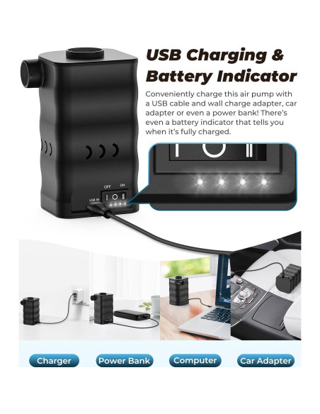 Bomba de aire eléctrica Dr.meter 6000mAh portátil inflador