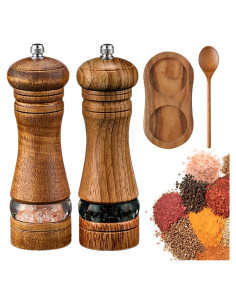 Juego de Molinillos de Sal y Pimienta de Madera 15 cm