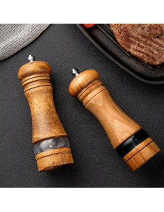 Juego de Molinillos de Sal y Pimienta de Madera 15 cm 2