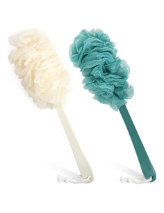 2Pack Cepillo de Espalda PIPUHA con Mango Largo y Lufa