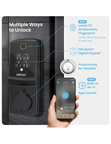 Cerradura Inteligente Lockly Secure Pro 2025 - Huella Dactilar, Wi-Fi