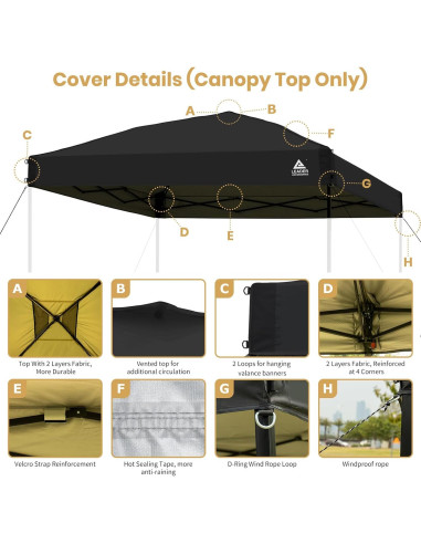 Cubierta de Toldo Leader Accessories 10x10m Impermeable UV50+