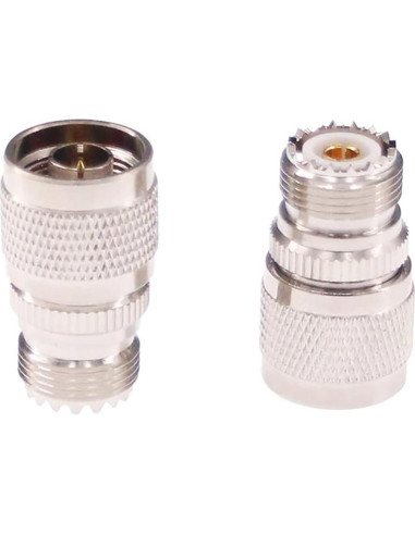 Adaptador RF N Macho a UHF Hembra SO239 2pcs Cobre Niquelado