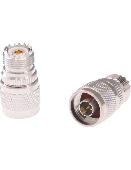 Adaptador RF N Macho a UHF Hembra SO239 2pcs Cobre Niquelado