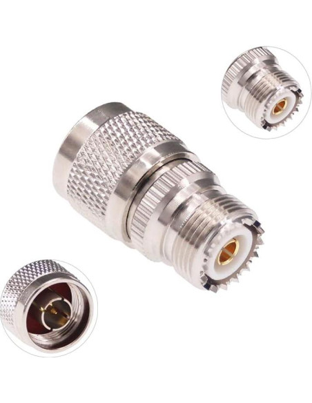 Adaptador RF N Macho a UHF Hembra SO239 2pcs Cobre Niquelado