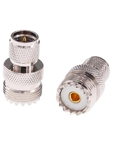 Adaptador Coaxial RF Mini-UHF PL259 a UHF SO239 - 2 Pcs
