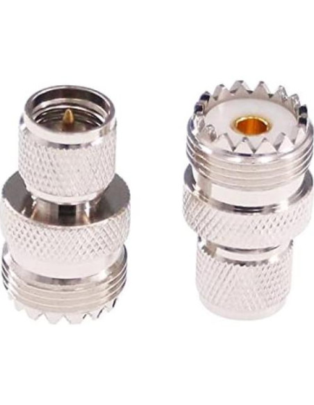 Adaptador Coaxial RF Mini-UHF PL259 a UHF SO239 - 2 Pcs