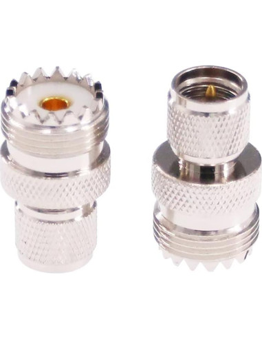 Adaptador Coaxial RF Mini-UHF PL259 a UHF SO239 - 2 Pcs