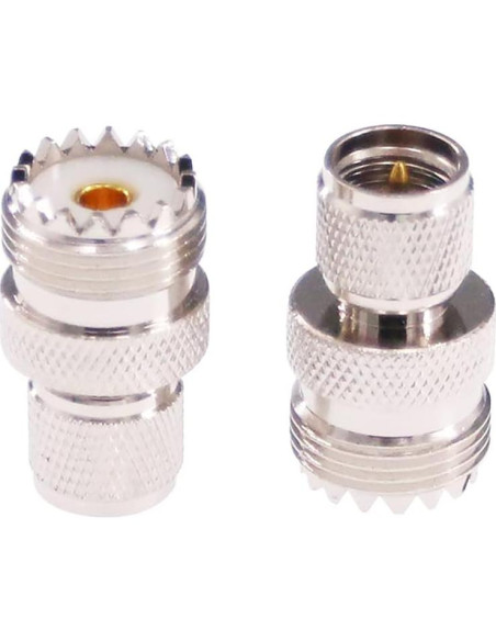 Adaptador Coaxial RF Mini-UHF PL259 a UHF SO239 - 2 Pcs