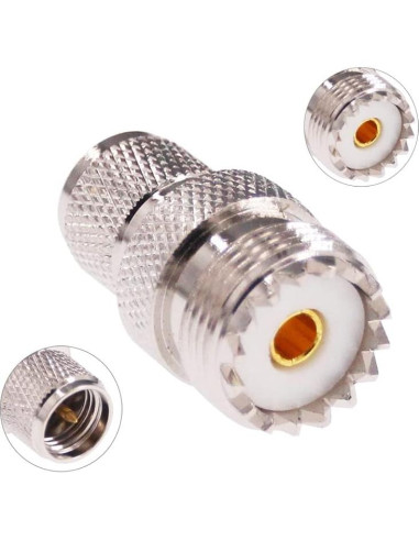 Adaptador Coaxial RF Mini-UHF PL259 a UHF SO239 - 2 Pcs