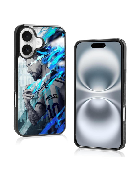 Funda de teléfono Cool Soccer Messi para iPhone 16, negra