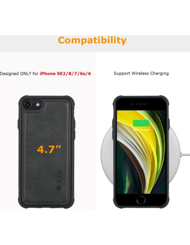 Funda Molzar MAG para iPhone SE 2022/2020/8/7/6s/6, Negra