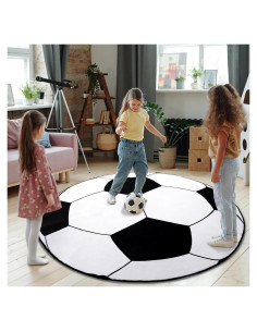 Alfombra Redonda de Fútbol MASTIEE 119 cm Suave y Lavable