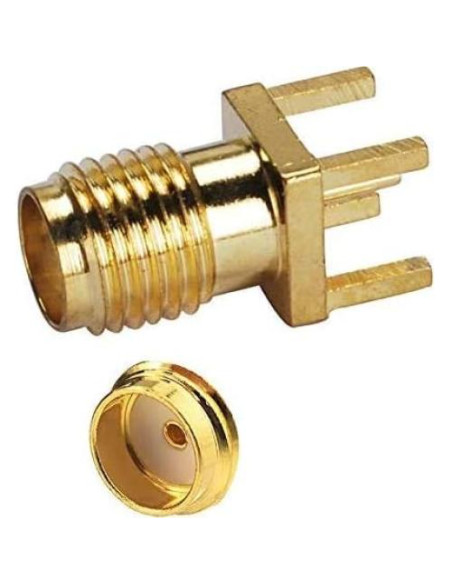 10 Conectores SMA Femeninos Montaje PCB Niquelado 50 Ohm