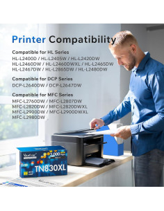 Tóner Compatible Valuetoner TN830XL para Impresora Brother - 2 Cartuchos Negros 2