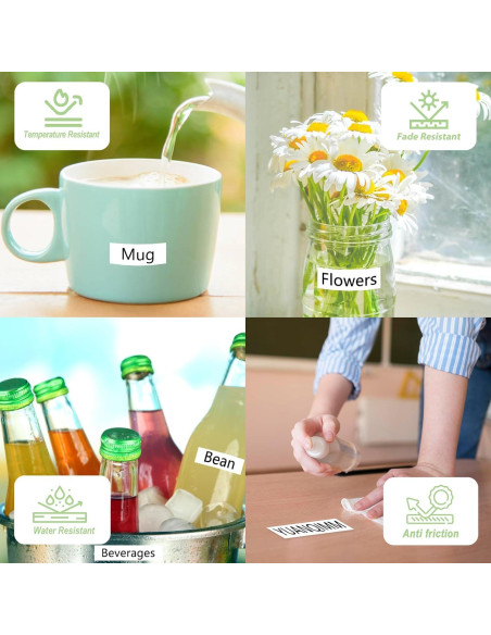 Cinta Laminada 18mm YUANQIMM TZe-241 Negra sobre Blanca 8-Pack