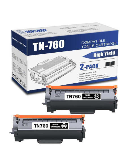 Cartucho de Tóner Negro INKSHOP TN-760 Compatible 2 Paquete