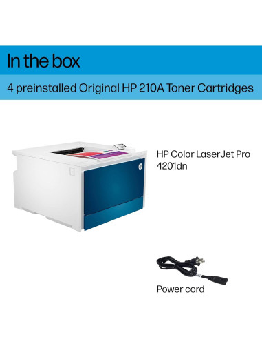 Impresora láser color HP Pro 4201dn, 16.3 kg, Doble cara