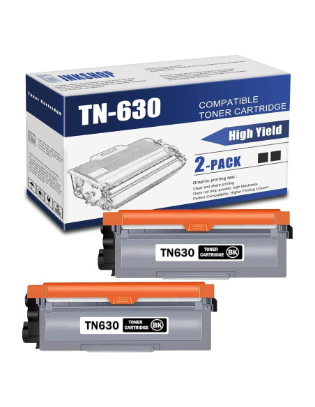 Cartucho de Tóner Negro INKSHOP TN-630 Compatible (2 Paquete)