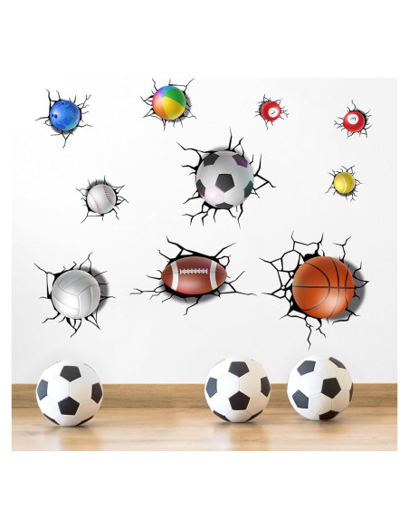 Pegatinas de Pared de Fútbol PEUTIER 90x30cm 9 Piezas PVC
