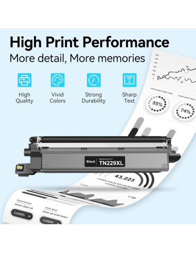 Cartuchos de Tóner Negro TN229XL Lemero Uexpect - Paquete de 2