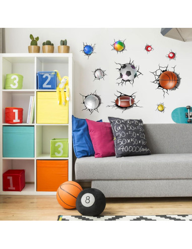 Pegatinas de Pared de Fútbol PEUTIER 90x30cm 9 Piezas PVC