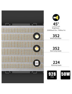 GVM 1200D Luz de Video RGB 50W con Control APP 3200K-5600K 2