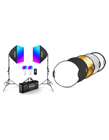 Kit de Iluminación Softbox NEEWER NK800 RGB 2x26W LED
