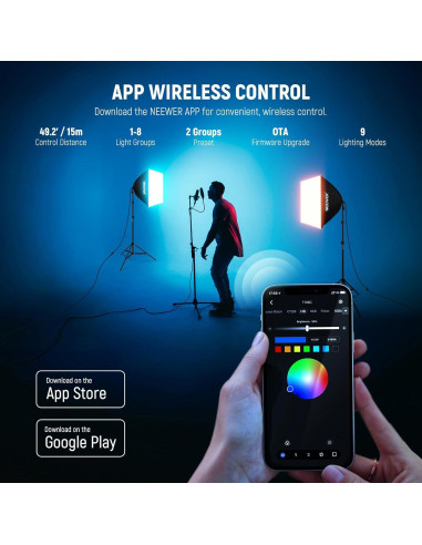 Kit de Iluminación Softbox NEEWER NK800 RGB 2x26W LED