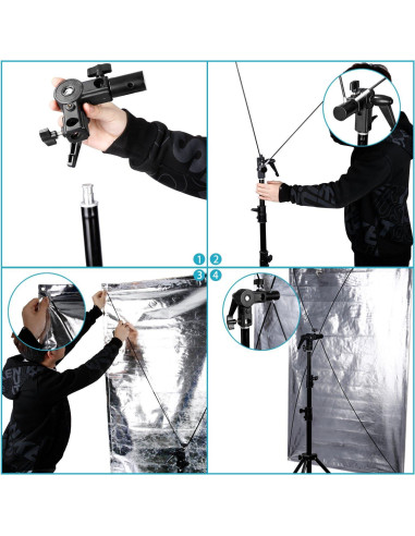 Panel Reflector Neewer 90x180cm Reversible Dorado/Plateado y Negro/Blanco