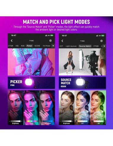 Kit de Iluminación Softbox NEEWER NK800 RGB 2x26W LED