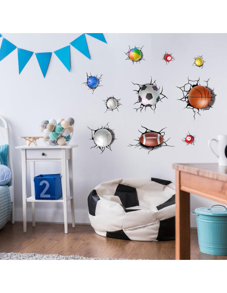 Pegatinas de Pared de Fútbol PEUTIER 90x30cm 9 Piezas PVC