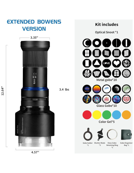 Soporte Óptico Bowens Bussi MG06 Pro con Lente de 33