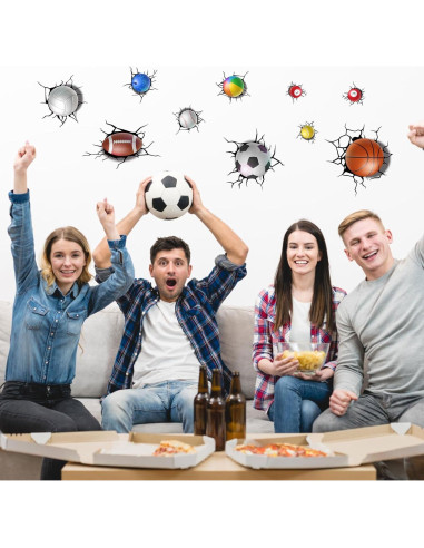 Pegatinas de Pared de Fútbol PEUTIER 90x30cm 9 Piezas PVC