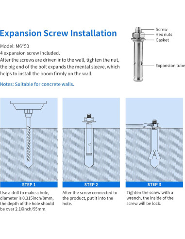 Brazo de Soporte Triangular Selens para Montaje en Pared 180cm