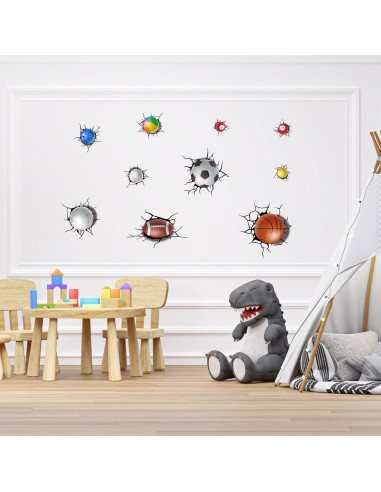 Pegatinas de Pared de Fútbol PEUTIER 90x30cm 9 Piezas PVC