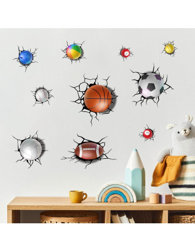 Pegatinas de Pared de Fútbol PEUTIER 90x30cm 9 Piezas PVC