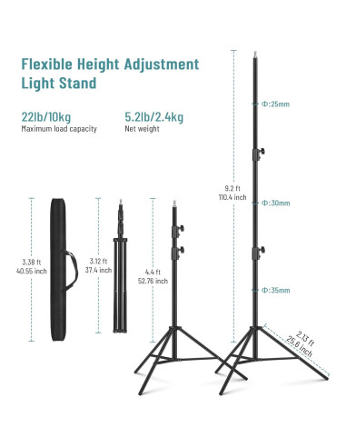 Soporte de Luz Trípode 2.8m Sdfghj Aluminio para Fotografía