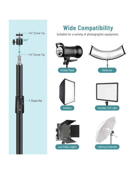 Soporte de Luz Trípode 2.8m Sdfghj Aluminio para Fotografía