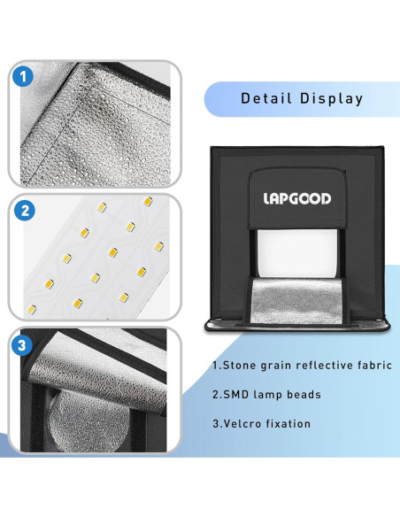 Estudio Fotográfico Portátil YouTin 40x40cm con 64 LED y 5 Fondos