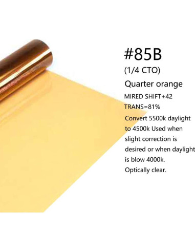 Filtro de Gel de Corrección de Color Naranja 40x50 cm 4 Piezas 1/4 CTO