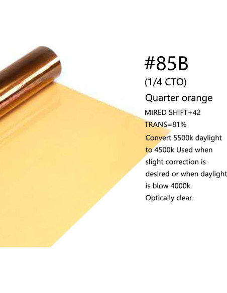 Filtro de Gel de Corrección de Color Naranja 40x50 cm 4 Piezas 1/4 CTO