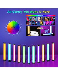 2 Pack Varitas de Luz LED RGB Soonpho 4000mAh 3200K-8500K 2