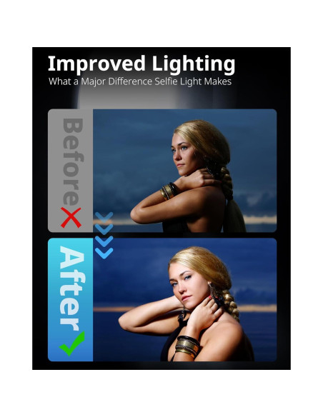 Luz LED Recargable UBeesize para Selfies - 3 Modos, 10 Niveles de Brillo Luz LED Recargable UBeesize para Selfies - 3 Modos, 10 Niveles de Brillo