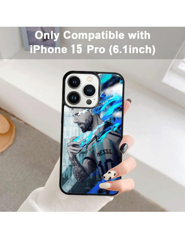 Funda de teléfono iPhone 15 Pro Onemiliayears Messi antideslizante
