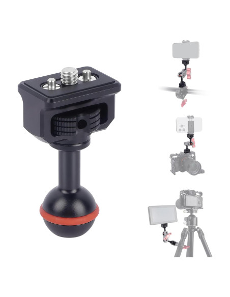 Adaptador de Cabeza Esférica 20mm Mechrig con Tornillo 1/4"