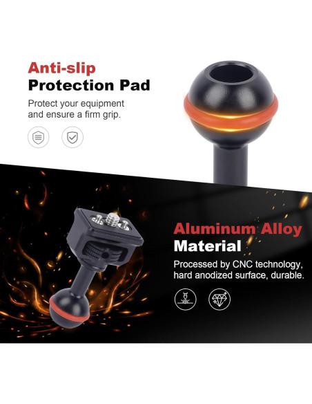 Adaptador de Cabeza Esférica 20mm Mechrig con Tornillo 1/4"