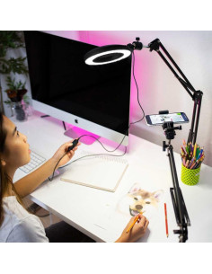 Anillo de Luz LED 20 cm Acetaken con Soporte Universal para Teléfono 2