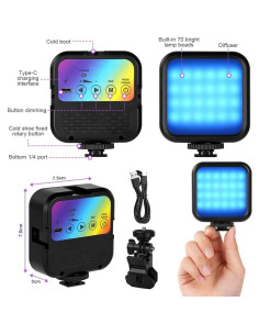 Luz de Video LED RGB AXFEE WLR1 1800mAh 3000K-7000K 2